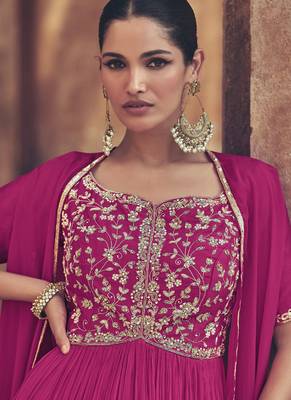 Rani pink georgette embroidery party wear salwar suit 3