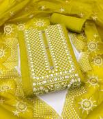 Yellow Cotton Unstitched Dress material