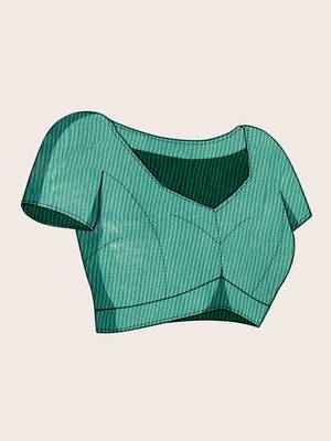 Rama Green Woven Kota Doria Cotton Silk saree With Blouse Piece 4
