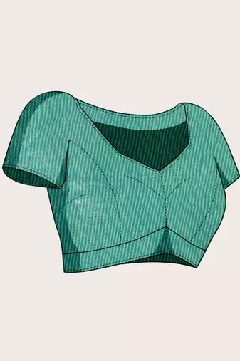 Rama Green Woven Kota Doria Cotton Silk saree With Blouse Piece