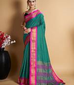 Rama Green Woven Mysore Silk Uppada saree With Blouse Piece