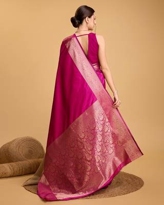 Women's Magenta Pink Fancy Kanchipuram Silk Saree 5