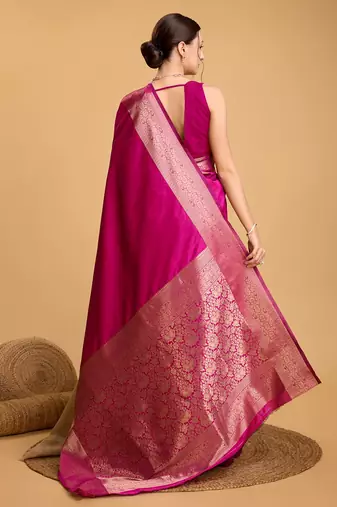 Women's Magenta Pink Fancy Kanchipuram Silk Saree