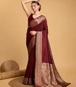 Kanchipuram Art Silk Woven Traditional Maroon Saree