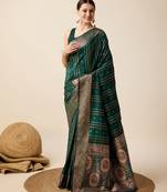 Green Woven Faux Kanchipuram Zari Silk saree With Blouse Piece