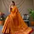 Mustard Woven Patola Silk Blend Saree With Blouse Piece
