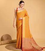 Mustard Woven Faux Kanchipuram Zari Silk saree With Blouse Piece