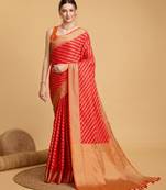 Red Woven Faux Kanchipuram Zari Silk saree With Blouse Piece