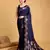 Navy Blue Woven Faux Banarasi Zari Silk saree With Blouse Piece