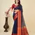 Navy Blue Woven Kota Doria Cotton Silk saree With Blouse Piece