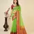 Parrot Green Woven Kota Doria Cotton Silk saree With Blouse Piece