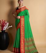 Green Woven Mysore Silk Uppada saree With Blouse Piece