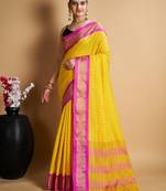 Yellow Woven Mysore Silk Uppada saree With Blouse Piece