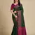 Dark Green Woven Patola Silk Blend Saree With Blouse Piece