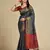 Grey Woven Patola Silk Blend Saree With Blouse Piece