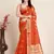 Dark Orange Woven Kota Doria Cotton Silk saree With Blouse Piece