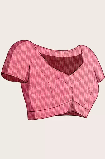 Pink Woven Kota Doria Cotton Silk saree With Blouse Piece
