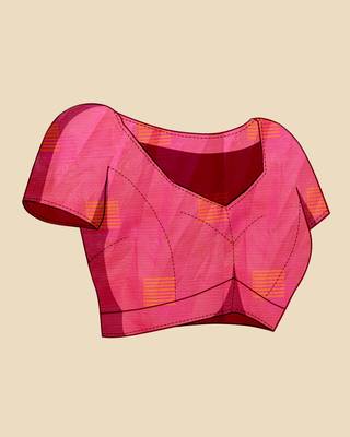 Orange Woven Kota Doria Cotton Silk saree With Blouse Piece 4