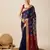 Navy Blue Woven Kota Doria Cotton Silk saree With Blouse Piece