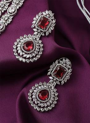 Heavy Pink Necklace Set With Long Earrings 2