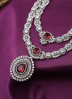 Heavy Pink Necklace Set With Long Earrings 4