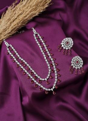 Dual Layered Necklace Set With Circular Earrings 2