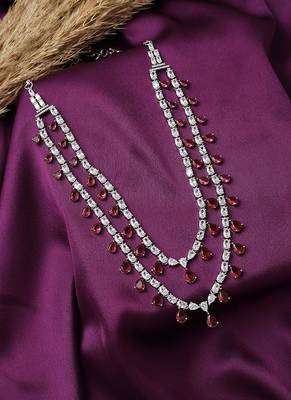 Dual Layered Necklace Set With Circular Earrings 4