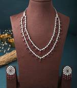 Dual Layered Necklace Set With Circular Earrings