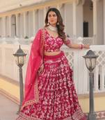 ELEVATE YOUR STYLE PINK COLOUR WITH A DESIGNER JACQUARD LEHENGA CHOLI