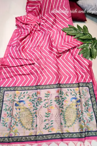 Gajari Tussar silk blend Zari Weaving Saree Festive Wear