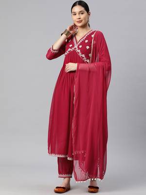 Rajgranth women's faux georgette fabric  embroidered kurta set with duppata 1