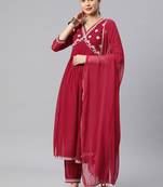 Rajgranth women's faux georgette fabric  embroidered kurta set with duppata