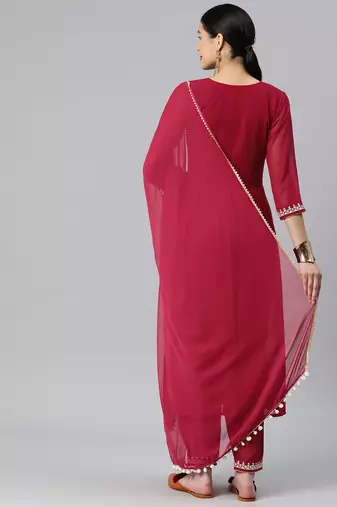 Rajgranth women's faux georgette fabric  embroidered kurta set with duppata
