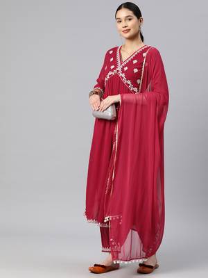 Rajgranth women's faux georgette fabric  embroidered kurta set with duppata 3