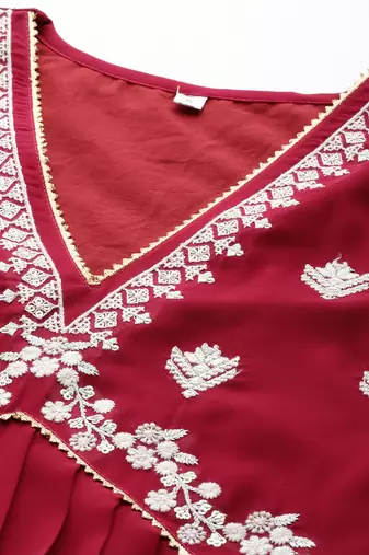 Rajgranth women's faux georgette fabric  embroidered kurta set with duppata