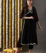 Rajgranth women's faux georgette fabric  embroidered kurta set with duppata