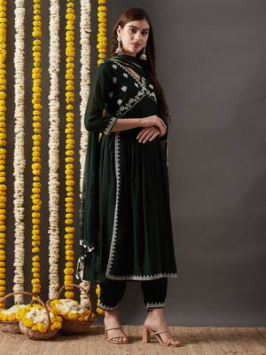 Rajgranth women's faux georgette fabric  embroidered kurta set with duppata 3