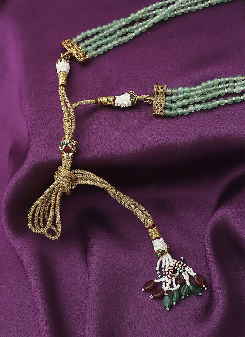 Long Green Necklace Set With Earrings