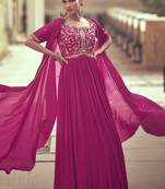 Rani pink georgette embroidery designer gown