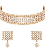 traditional kundan pearl choker necklace jewellery set for women and girls 