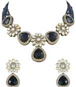 traditional kundan & stone onyx crystal beads necklace jewellery set for women 
