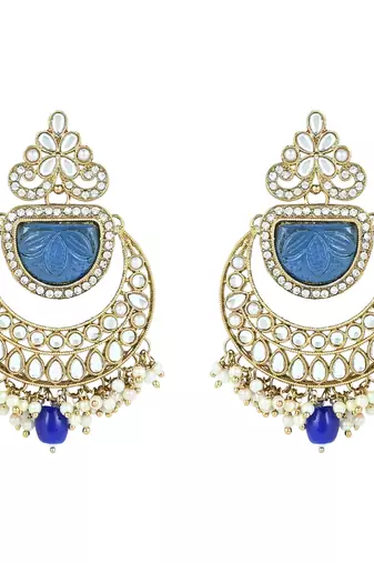 traditional pearl kundan & stone studded jewellery necklace set with maang tikka for women 