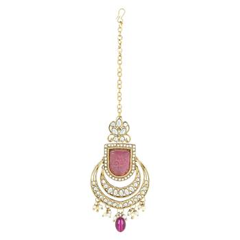 traditional kundan pearl choker necklace jewellery set for women/girls (k7234) (purple) 4