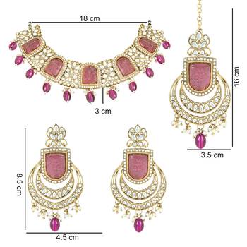 traditional kundan pearl choker necklace jewellery set for women/girls (k7234) (purple) 5