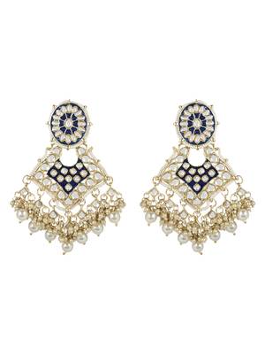 traditional pearl kundan meenakari necklace with earring maang tikka set for women and girls  4
