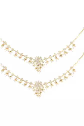 traditional adjustable kundan pearl payal anklets jewellery for women & girls 