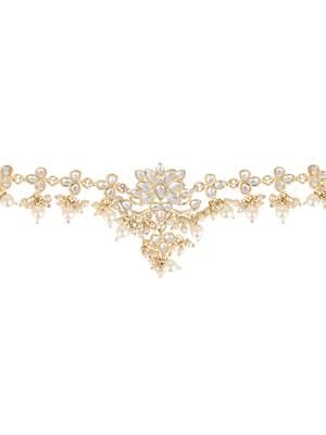traditional adjustable kundan pearl payal anklets jewellery for women & girls  4