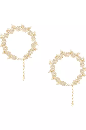 traditional adjustable kundan pearl payal anklets jewellery for women & girls 