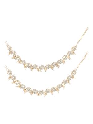 traditional adjustable kundan pearl payal anklets jewellery for women & girls  3