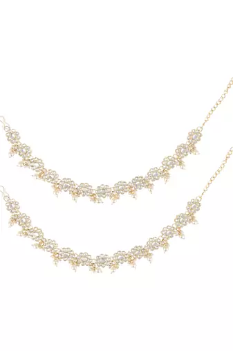 traditional adjustable kundan pearl payal anklets jewellery for women & girls 